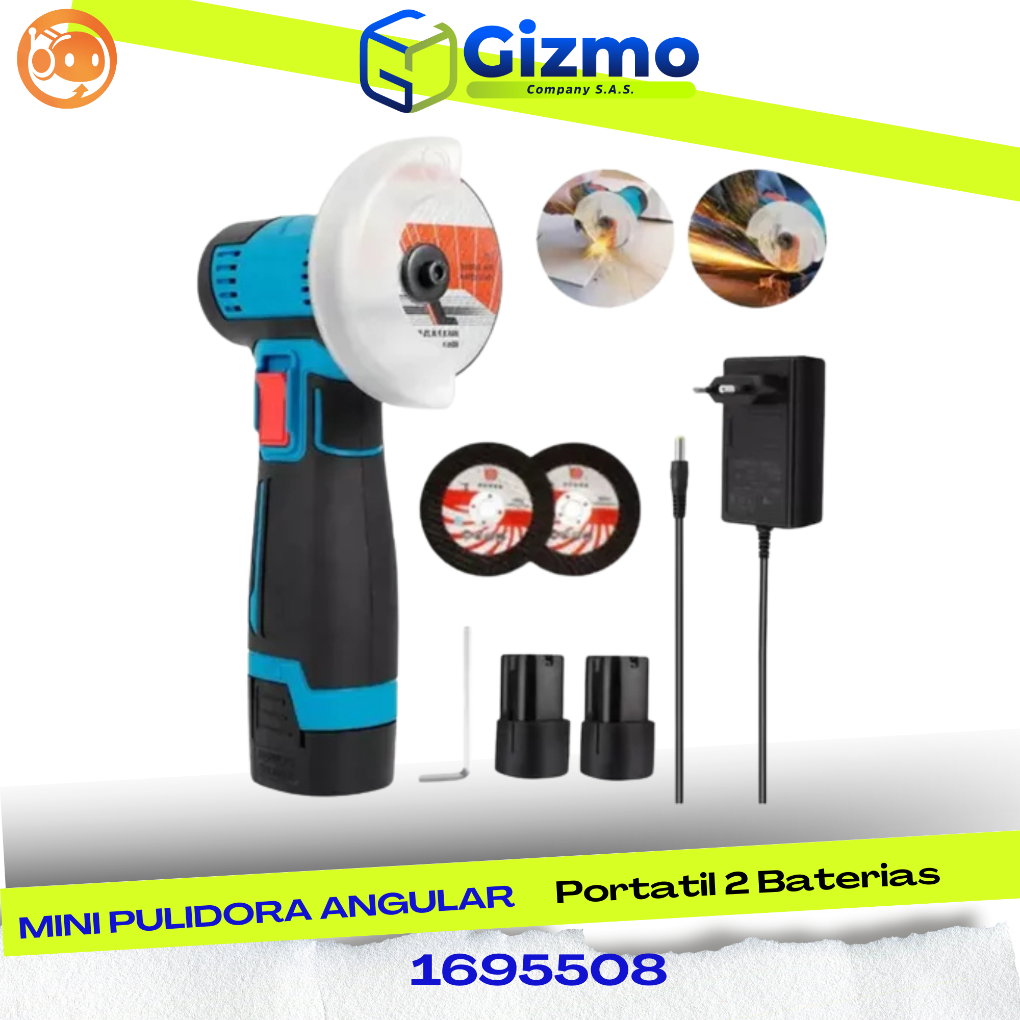 Miniatura 2 de Mini Pulidora Angula Portatil 2 Baterias